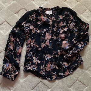Floral Long Sleeve Silk Blouse